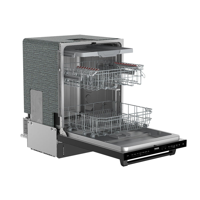 Thor Kitchen 24-Inch Black Dishwasher (TDW24C7B) – left open