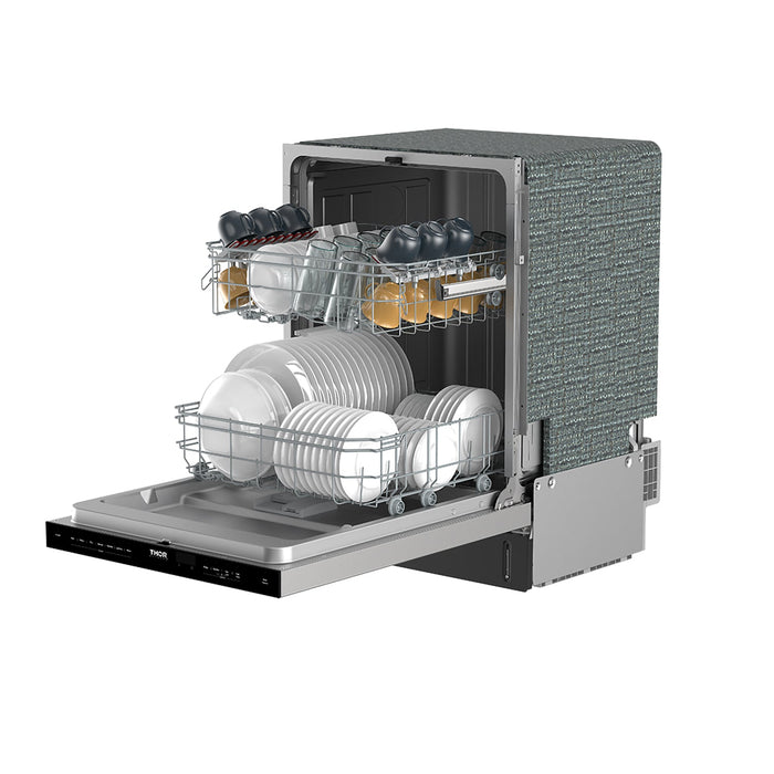 Thor Kitchen 24-Inch Pocket Handle Dishwasher (TDW24PT) – right angle open loaded