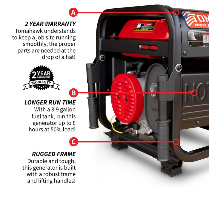 Tomahawk Power 4000 Watt Honda Powered Generator Portable Gas Power Professional Use - Detail View 3