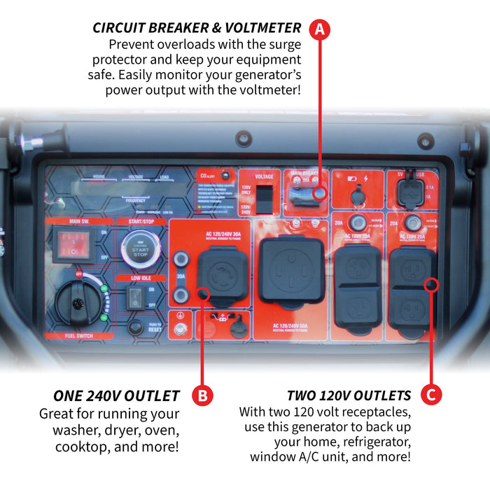 Tomahawk Power 10,500 Watt Inverter Generator Electric Start Super Quiet Portable Gas Power Professional Use - Product...