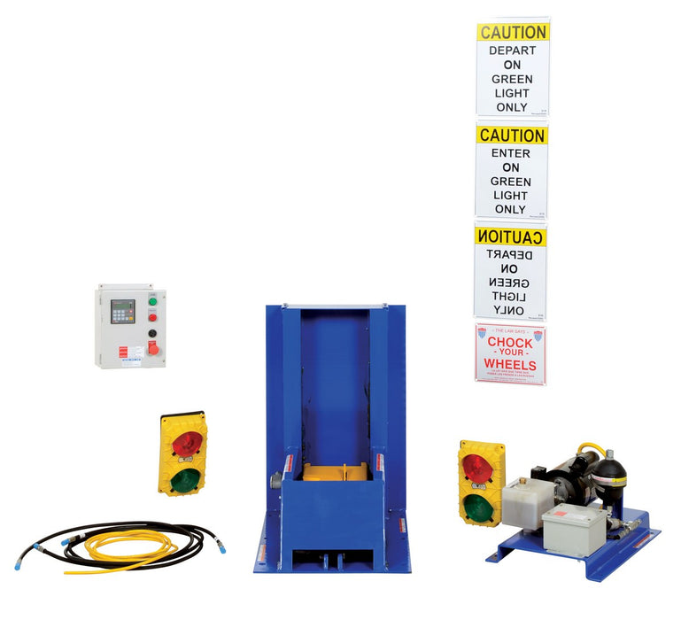Vestil TL-100-F-S-LED Steel Electric Hydraulic with Polypropylene LED Light Package Trailer Lock System Blue / Yellow