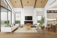 Napoleon Tall Bay Luxuria 50 natural gas linear fireplace in a living room, straight view