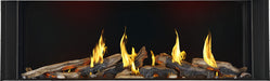 Napoleon Tall Bay Luxuria 62 natural gas linear fireplace with driftwood logs and ember lighting