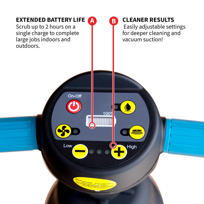 Tomahawk Power Electric Floor Scrubber Cleaner with 18” Power Mop Brushes Cordless 36V Battery Powered - Features