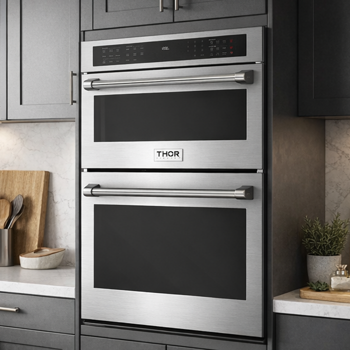 Thor Kitchen TMW30ED 30-inch combination microwave and wall oven, stainless steel product photo