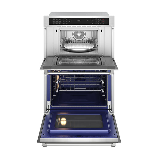 Thor Kitchen TMW30ED microwave wall oven combo with both oven doors open showing dual cavities
