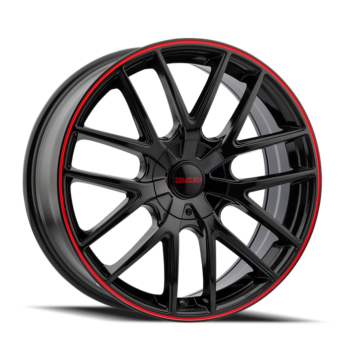 Touren TR60 Gloss Black with Red Ring Wheel 1