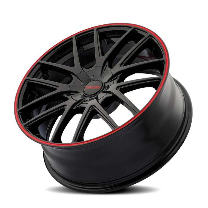 Touren TR60 Gloss Black with Red Ring Wheel 2