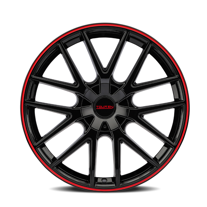 Touren TR60 Gloss Black with Red Ring Wheel 3