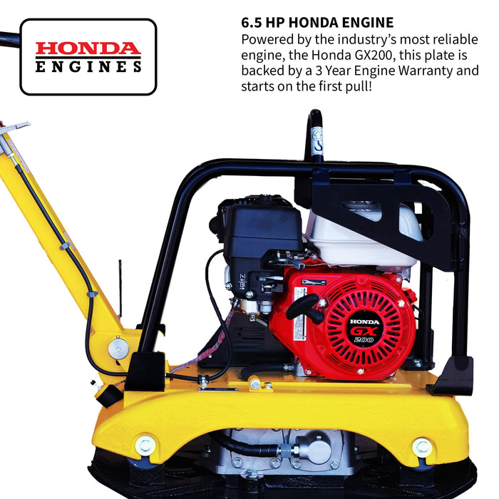 Tomahawk 6.5 HP Honda Reverse Hydraulic Plate Compactor for Soil, Aggregate, Cohesive Compaction - Dimensions