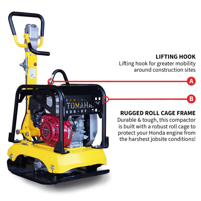 Tomahawk 6.5 HP Honda Reverse Hydraulic Plate Compactor for Soil, Aggregate, Cohesive Compaction - Features