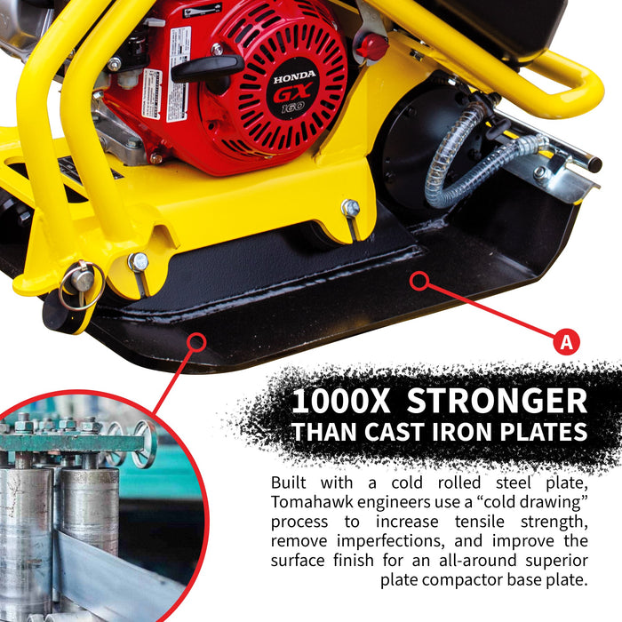 Tomahawk Power 5.5 HP Honda Vibratory Plate Compactor for Asphalt Aggregate Soil Compaction - Detail View 3