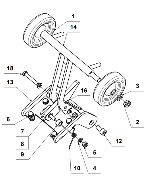 Tomahawk Power Wheel Kit for TPC90H Plate Compactor - Side View