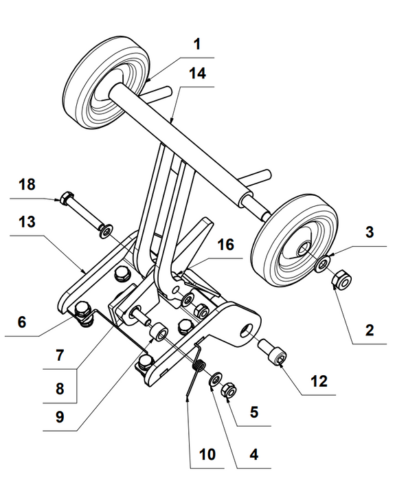 Tomahawk Power Wheel Kit for TPC90H Plate Compactor - Side View