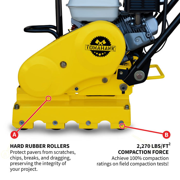 Tomahawk Power 5.5 HP Honda Paver Roller Compactor 17x12 for Pavers, Bricks, Stone, Sand Compaction - Detail View 2