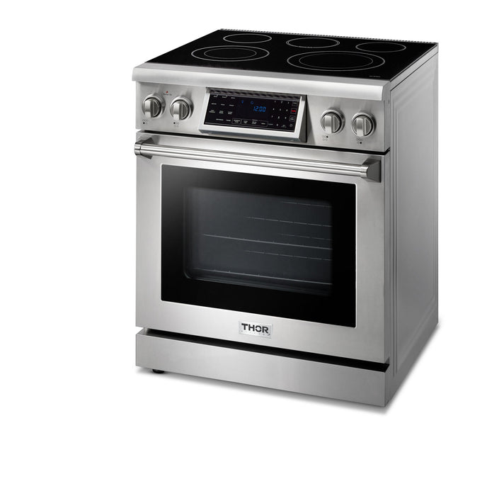Thor Kitchen 30" Electric Range with 4.55 Cu. Ft. Self-Cleaning Oven, Air Fryer, and Tilt Panel in Stainless Steel (TRE3001) Thor Kitchen