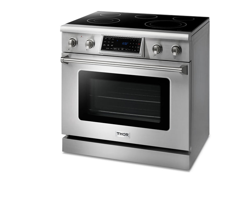 Thor Kitchen 36" Electric Range with 6.0 Cu. Ft. Self-Cleaning Oven, Air Fryer, and Tilt Panel in Stainless Steel (TRE3601) Thor Kitchen