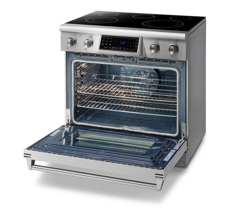 Thor Kitchen 36" Electric Range with 6.0 Cu. Ft. Self-Cleaning Oven, Air Fryer, and Tilt Panel in Stainless Steel (TRE3601) Thor Kitchen