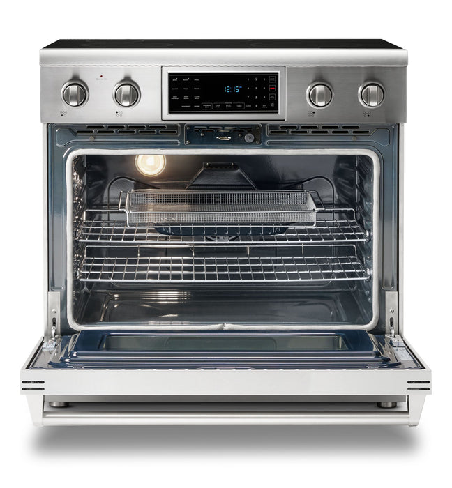 Thor Kitchen 36" Electric Range with 6.0 Cu. Ft. Self-Cleaning Oven, Air Fryer, and Tilt Panel in Stainless Steel (TRE3601) Thor Kitchen