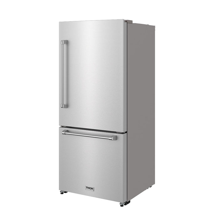 Thor Kitchen 30-Inch Bottom Freezer Refrigerator (TRF3017BF) – front right side closed