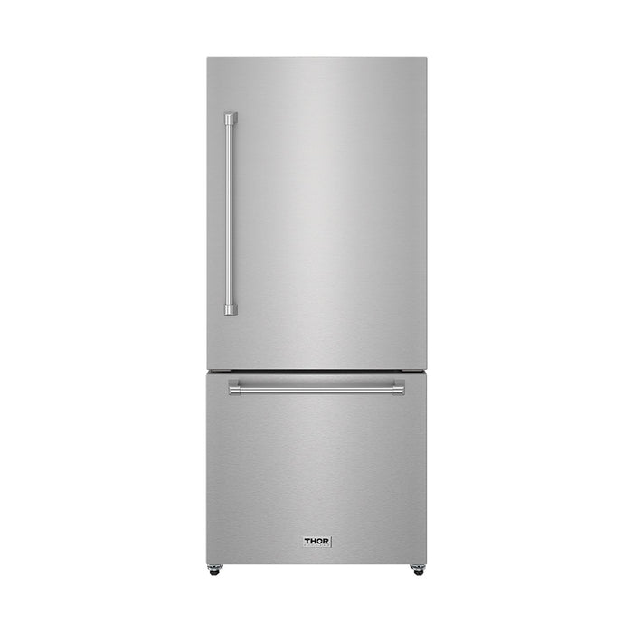 Thor Kitchen 30-Inch Bottom Freezer Refrigerator (TRF3017BF) – front door closed with logo