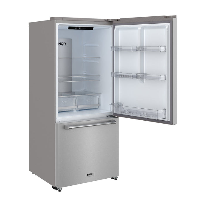 Thor Kitchen 30-Inch Bottom Freezer Refrigerator (TRF3017BF) – front left side open