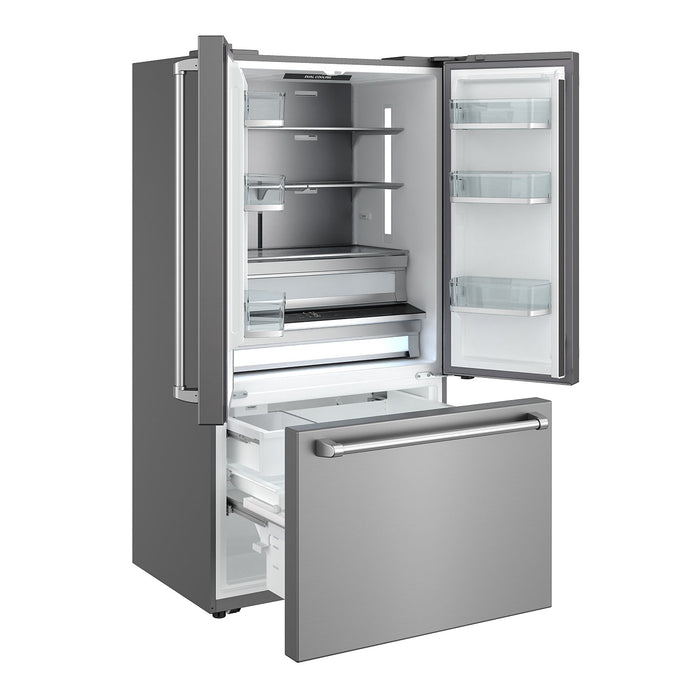 Thor Kitchen 36-Inch Counter-Depth French Door Refrigerator (TRF3603FD) – front left side open