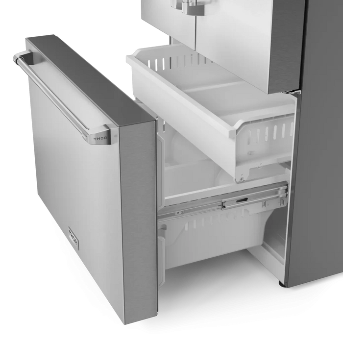 Thor Kitchen 36-Inch French Door Refrigerator (TRF3628FFD) – drawers