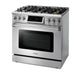 Thor Kitchen 36" Gas Range with 6.0 Cu. Ft. Self-Cleaning Oven, Air Fryer, Tilt Panel in Stainless Steel (TRG3601) Thor Kitchen