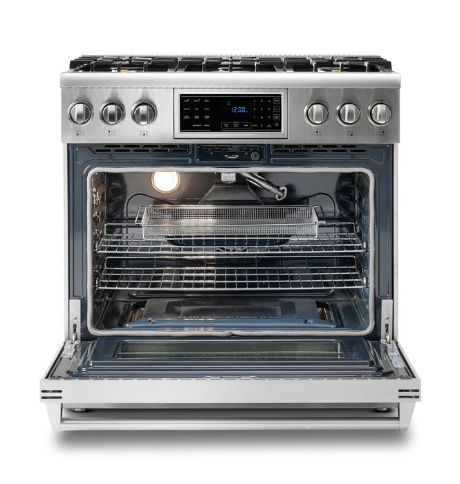 Thor Kitchen 36" Gas Range with 6.0 Cu. Ft. Self-Cleaning Oven, Air Fryer, Tilt Panel in Stainless Steel (TRG3601) Thor Kitchen