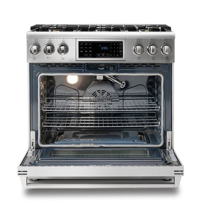 Thor Kitchen 36" Gas Range with 6.0 Cu. Ft. Self-Cleaning Oven, Air Fryer, Tilt Panel in Stainless Steel (TRG3601) Thor Kitchen