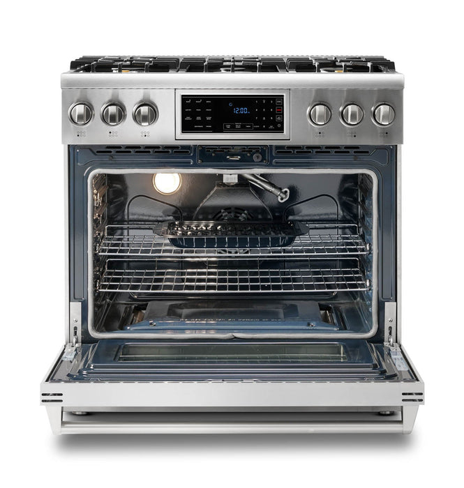 Thor Kitchen 36" Gas Range with 6.0 Cu. Ft. Self-Cleaning Oven, Air Fryer, Tilt Panel in Stainless Steel (TRG3601) Thor Kitchen