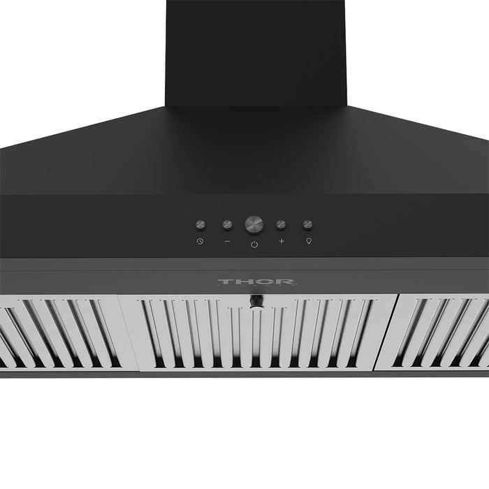 Thor Kitchen 36-Inch Black Wall Mount Range Hood (TRH3635B) – control logo