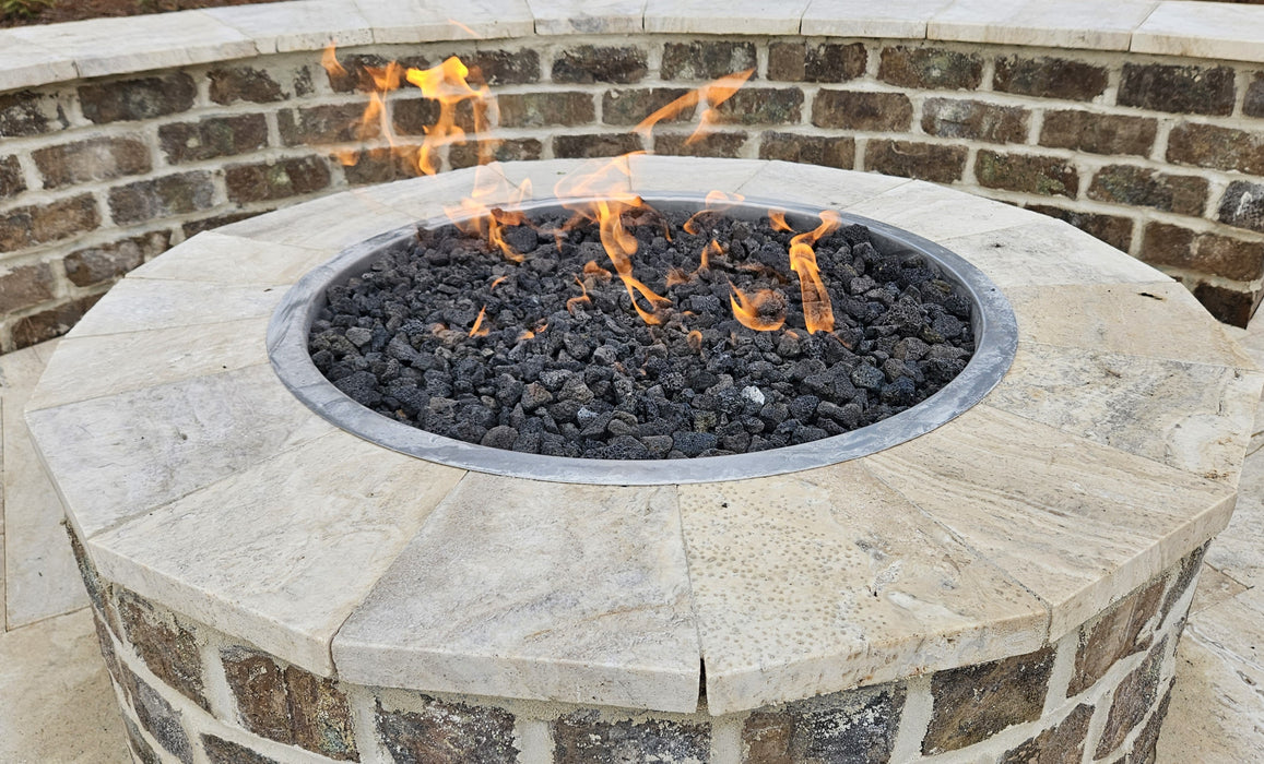 TessaRai Round Tumbled Wall Gas Firepit — Auto Ignition