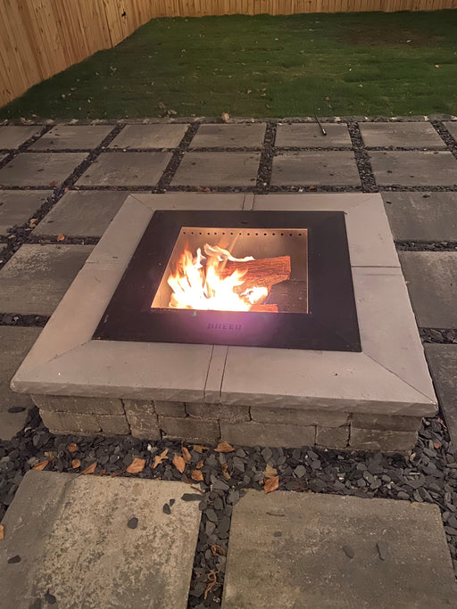 TessaRai Square Tumbled Wall Firepit — Wood Burning (Stainless Steel)