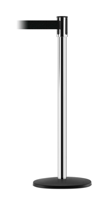Vestil TSB-NBB Steel Tensabarrier 2 in. Diameter Post With Receiver Clips and ABS Plastic Base Cover Silver/Black