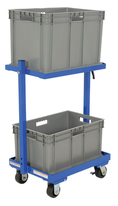 Vestil TSCT-2B Steel Multi-Tier Cart with 2 Shelves and 2 Baskets 200 lb. Static Capacity Blue