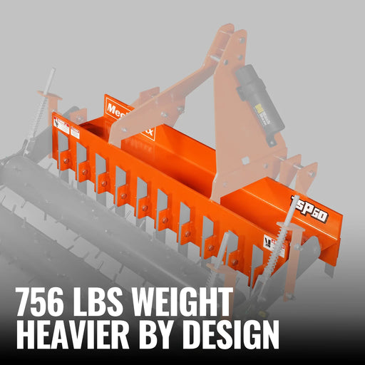 60" Heavy Duty Soil Pulverizer,  Double Spiked Roller,  21 Shanks,  Ca — angle view