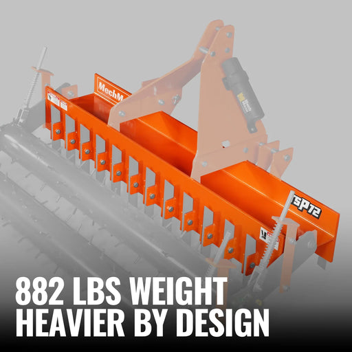 72" Heavy Duty Soil Pulverizer,  Double Spiked Roller,  25 Shanks,  Ca — angle view