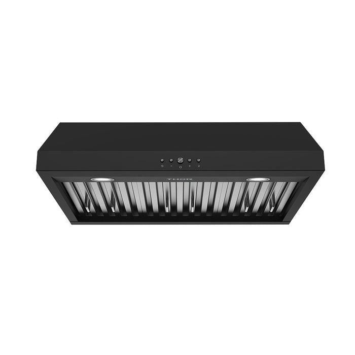 Thor Kitchen 30-Inch Black Under Cabinet Range Hood (TUH3048B) – front