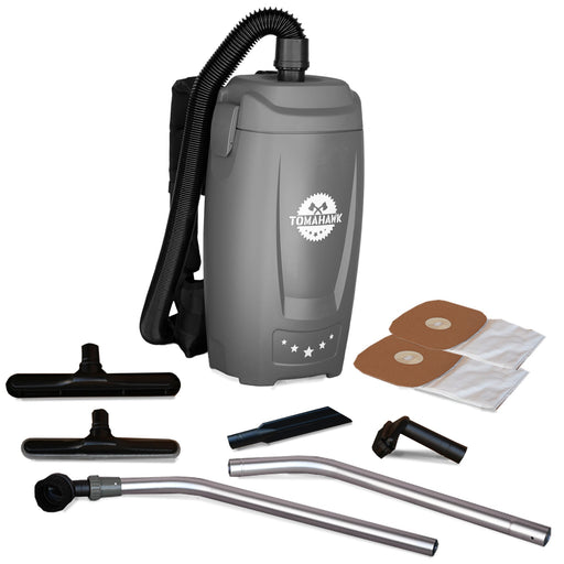 Tomahawk Power Electric Backpack Vacuum 6 qt Lightweight Commercial High-Performance Cleaning Solution Push Sweeper