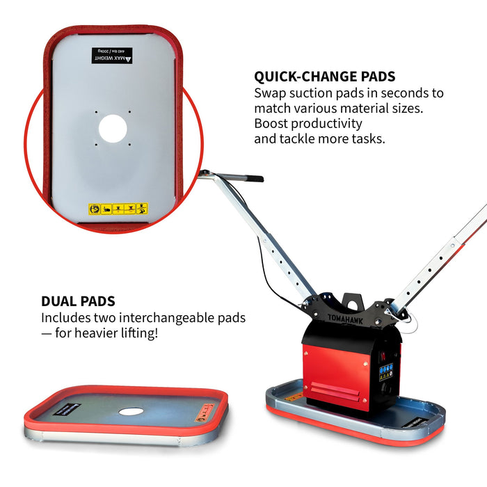 Tomahawk 440 lb Electric Paver Slab Vacuum Lifter 1200W for Hardscaping, Concrete, and Stone... Plate Compactor - View 9