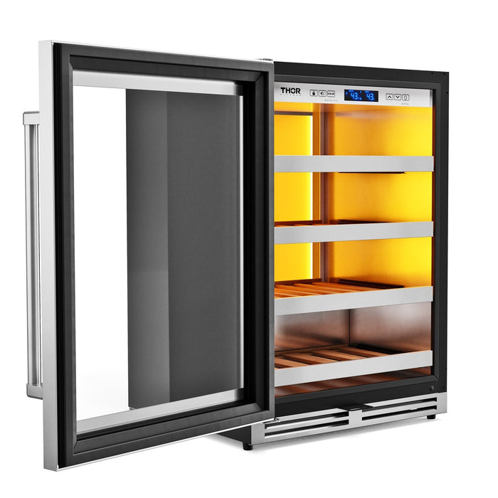 Thor Kitchen 24-Inch Wine Cooler with Backlight in Stainless Steel - Left Hinge (TWC24UL-LH) Thor Kitchen