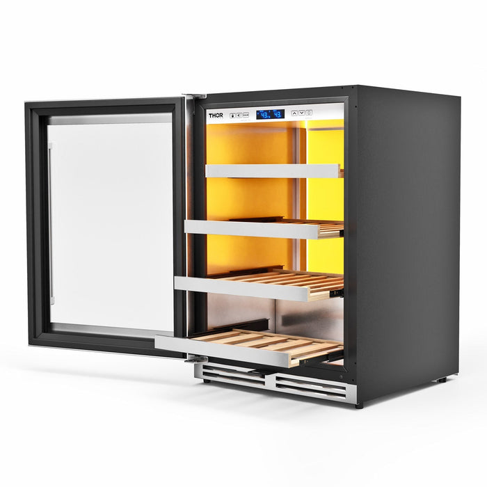 Thor Kitchen 24-Inch Wine Cooler with Backlight in Stainless Steel - Left Hinge (TWC24UL-LH) Thor Kitchen