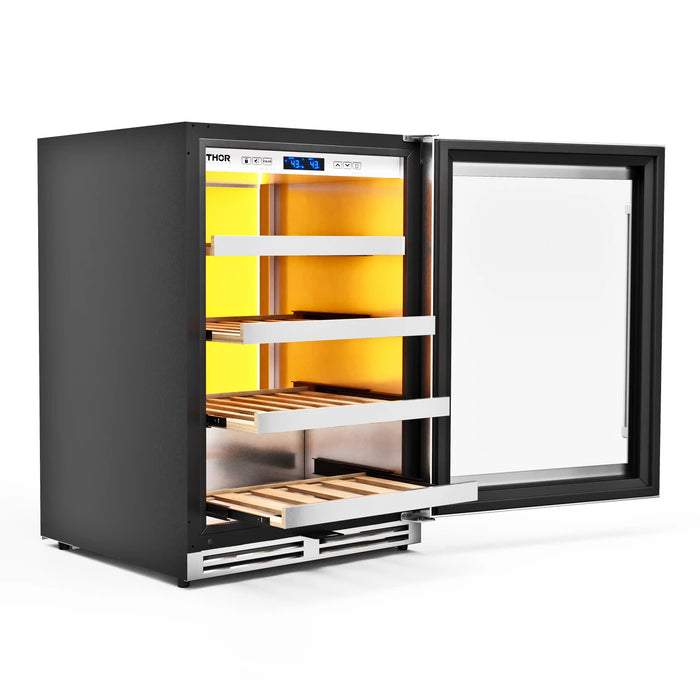Thor Kitchen 24-Inch Wine Cooler with Backlight in Stainless Steel - Right Hinge (TWC24UL) Thor Kitchen