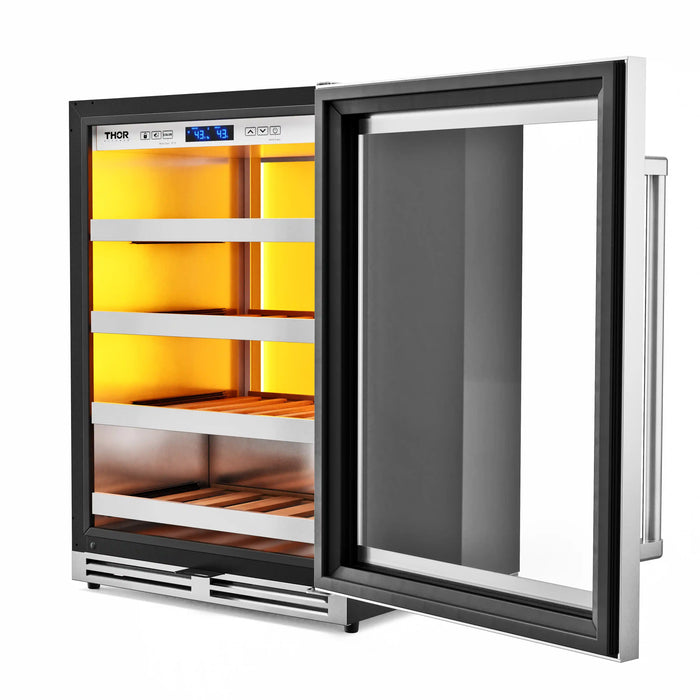 Thor Kitchen 24-Inch Wine Cooler with Backlight in Stainless Steel - Right Hinge (TWC24UL) Thor Kitchen