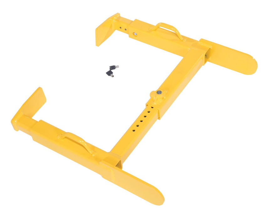 Vestil TWL-1223 Steel Trailer Wheel Lock 9 in. x 13 in. For Use On Single Tires Yellow