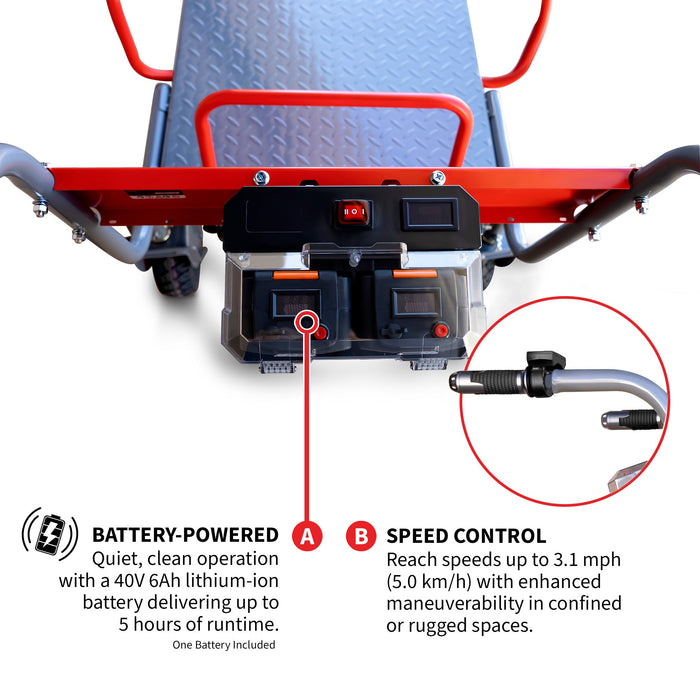 Tomahawk Electric Track Cart 330 lbs Load Capacity Battery Powered Utility Cart with Rubber Tread - Dimensions