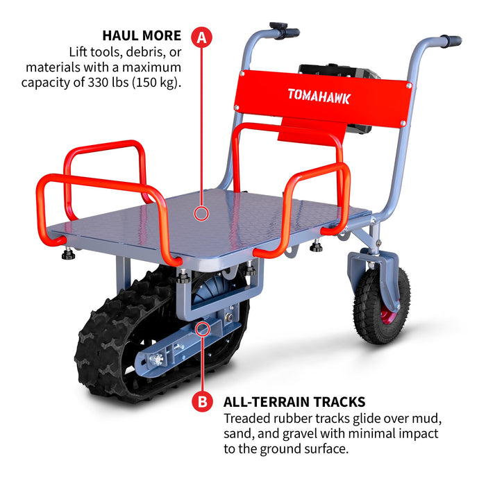 Tomahawk Electric Track Cart 330 lbs Load Capacity Battery Powered Utility Cart with Rubber Tread - Lifestyle View