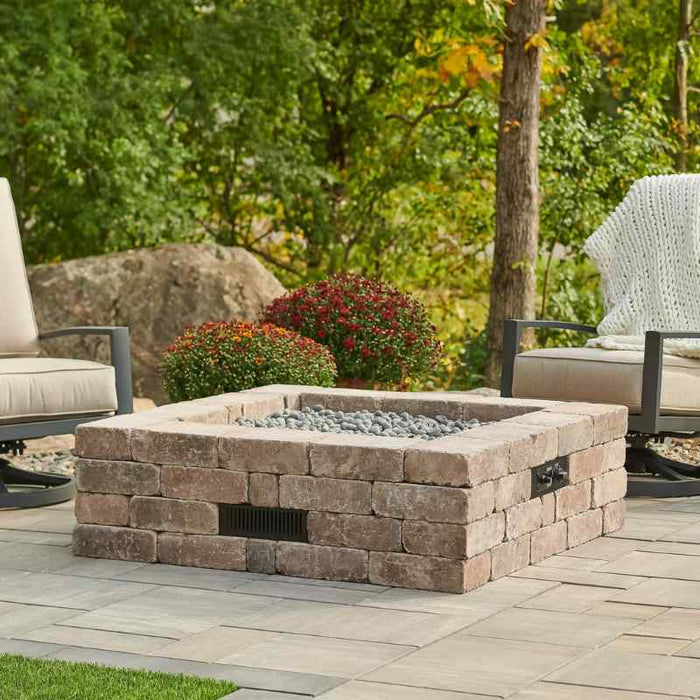 The Outdoor Greatroom Bronson Block Square Gas Fire Pit Kit | BRON51 - Detail View